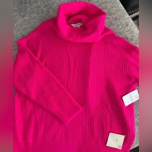 DAVI & DANI Bright Pink Turtleneck Sweater